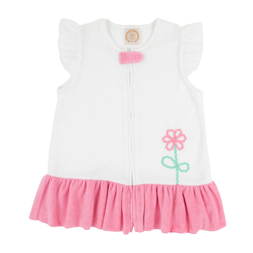 THE BEAUFORT BONNET COMPANY CAMILLE COVER UP Worth Ave White/Hampton Hot Pink Flowers