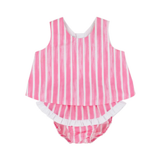 THE BEAUFORT BONNET COMPANY MARY TODD TAB SET-BROADCLOTH Sea Wall Stripe/Pink