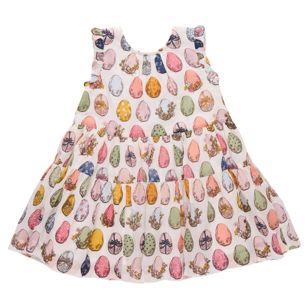 PINK CHICKEN girls eloise ruffle dress - multi eggs