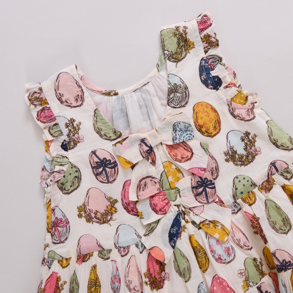 PINK CHICKEN girls eloise ruffle dress - multi eggs