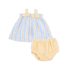 ANGEL DEAR Top with Bows & Rfl Leg Bloomer - Odalys Floral Stripe