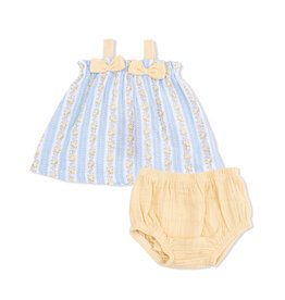 ANGEL DEAR Top with Bows & Rfl Leg Bloomer - Odalys Floral Stripe