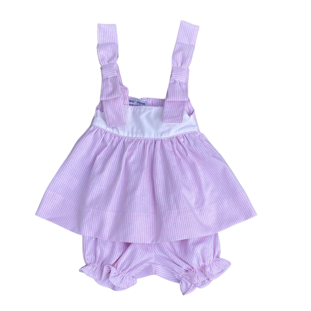 PINK STRIPE BOW SHOULDER BLOOMER SET