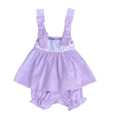 PINK STRIPE BOW SHOULDER BLOOMER SET