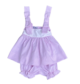PINK STRIPE BOW SHOULDER BLOOMER SET