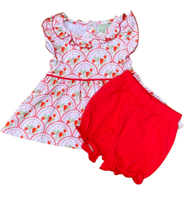 STRAWBERRIES-RUFFLE NECK BLOOMER SET