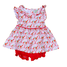 STRAWBERRIES-RUFFLE NECK BLOOMER SET