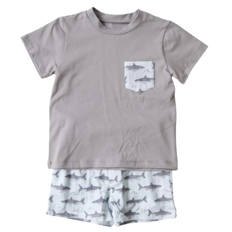 EMMA JEAN KIDS BOY'S SHARK SHORT SET