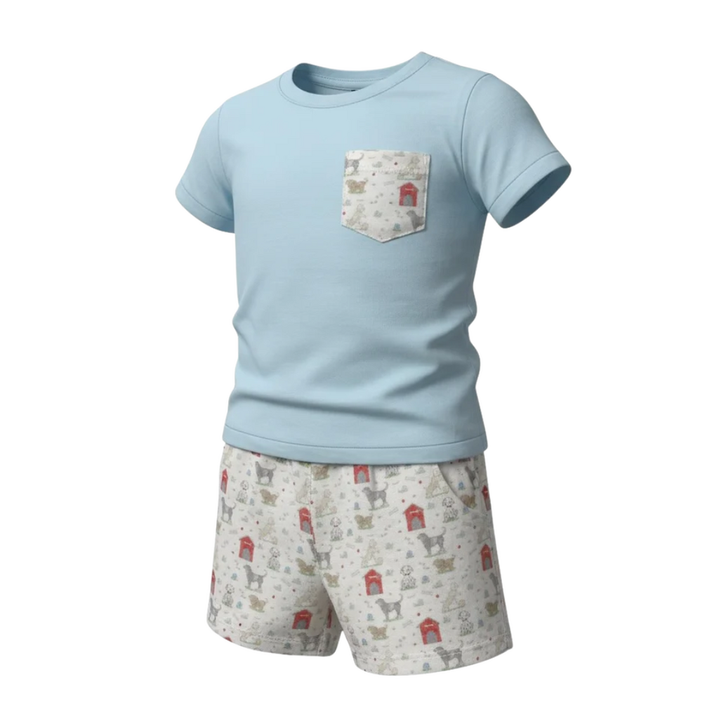 EMMA JEAN KIDS BOY'S PUPPY PLAY SHORT SET