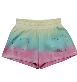 MIA NEW YORK CRYSTAL HEARTS TIE DYED SHORTS