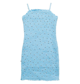 MIA NEW YORK GIRL'S BLUE PEARL SMOCKED DRESS