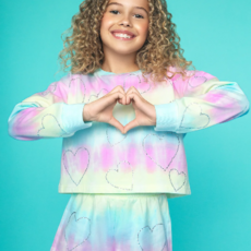 MIA NEW YORK CRYSTAL HEARTS TIE DYED SWEATSHIRT