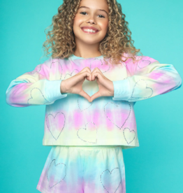 MIA NEW YORK CRYSTAL HEARTS TIE DYED SWEATSHIRT