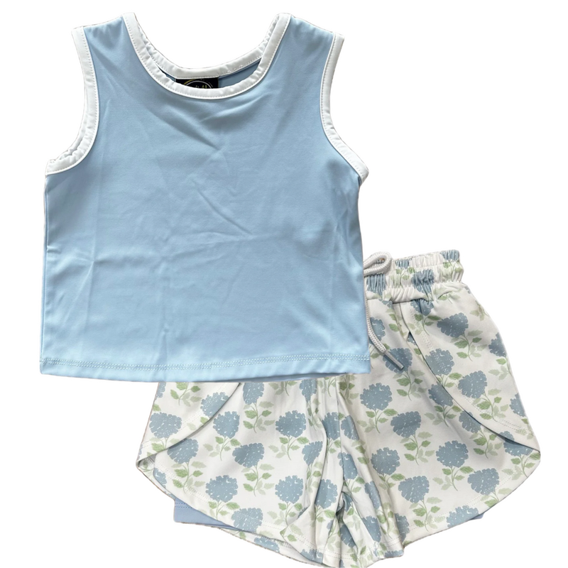EMMA JEAN KIDS CELINE BLUE TANK W/ BUTTERFLY SHORTS-HYDRANGEA