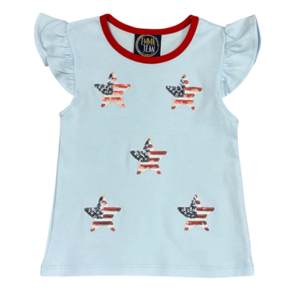 EMMA JEAN KIDS GIRL'S SPARKLE STARS  APPLIQUE A/S SHIRT