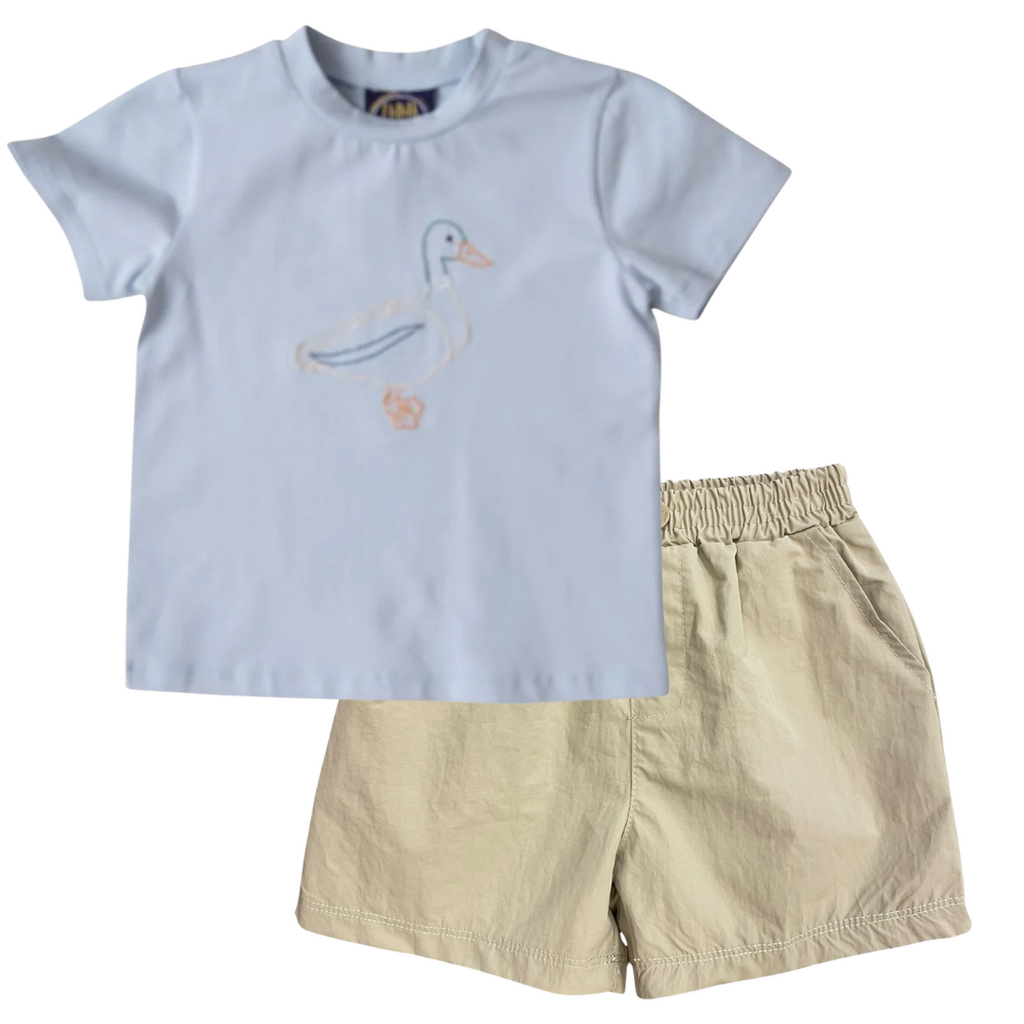 EMMA JEAN KIDS DUCK EMB T-SHIRT W/MADDOX KHAKI SHORTS