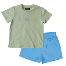 EMMA JEAN KIDS DINO LAND EMB T-SHIRT W/MADDOX BLUE SHORTS