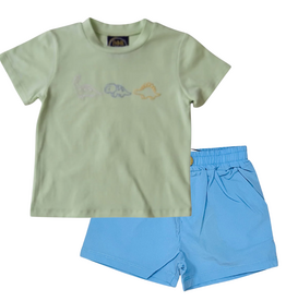 EMMA JEAN KIDS DINO LAND EMB T-SHIRT W/MADDOX BLUE SHORTS