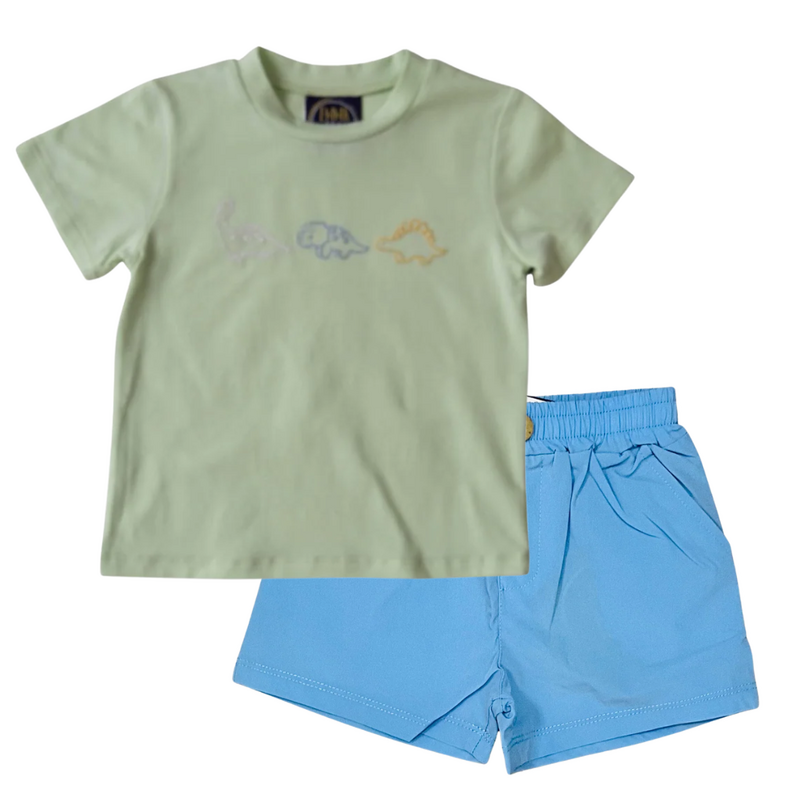 EMMA JEAN KIDS DINO LAND EMB T-SHIRT W/MADDOX BLUE SHORTS