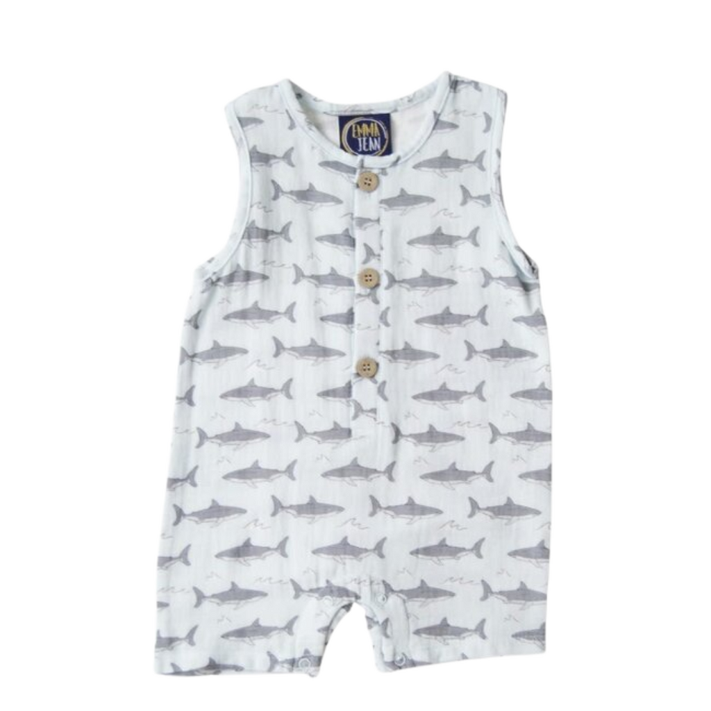 EMMA JEAN KIDS BOY'S SHARK ROMPER