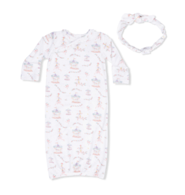 ANGEL DEAR Kimono Gown & Knot Headband - Carousel w/Bows