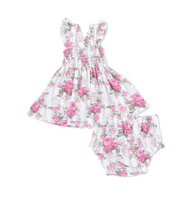 ANGEL DEAR Smocked Top w/Bloomer - Cabbage Rose Stripe