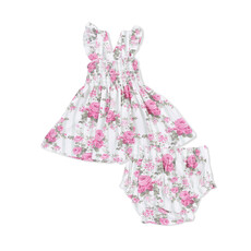 ANGEL DEAR Smocked Top w/Bloomer - Cabbage Rose Stripe