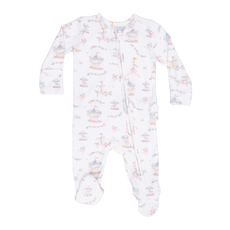 ANGEL DEAR 2 Way Ruffle Back Zipper Footie - Carousel w/Bows