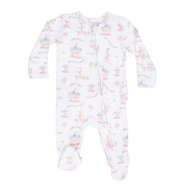 ANGEL DEAR 2 Way Ruffle Back Zipper Footie - Carousel w/Bows