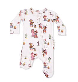 ANGEL DEAR 2 Way Ruffle Back Zipper Footie - Vintage Cowgirls