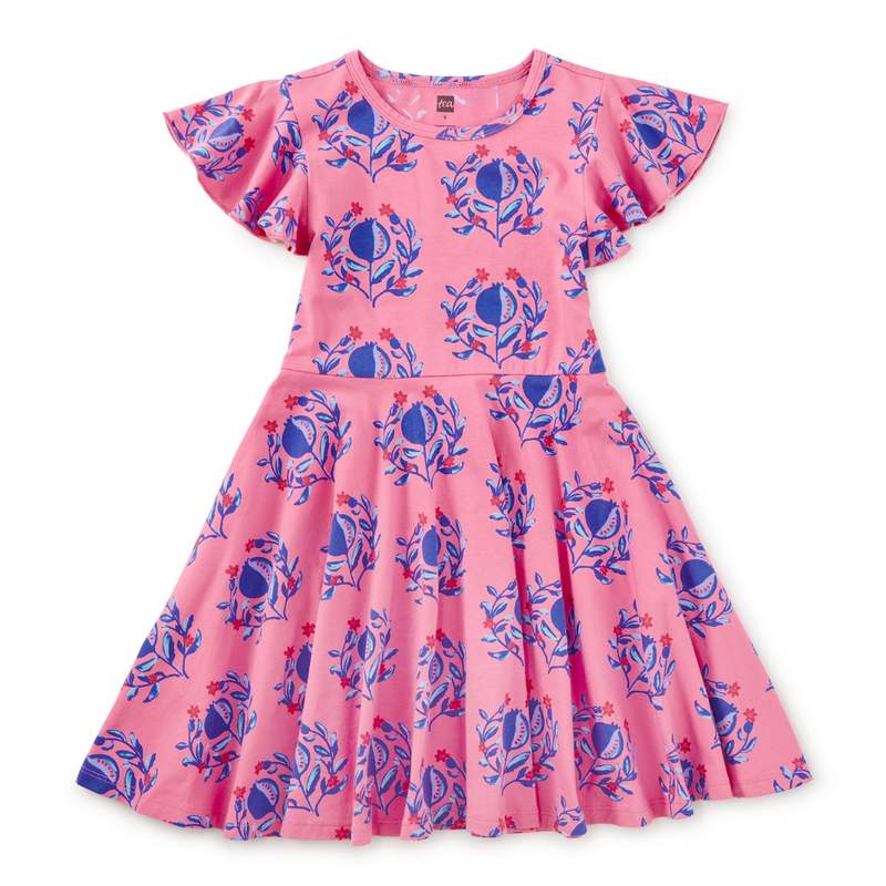 FLUTTER SLEEVE TWIRL DRESS