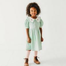 LARILI Green Gingham Emb. Mia Dress