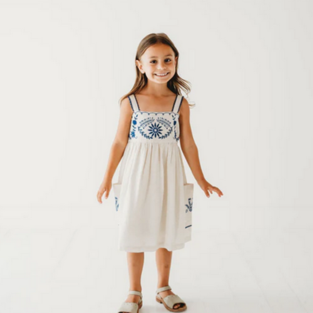 LARILI Azurea Linen Emb. Dress