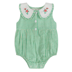 LARILI Green Gingham Emb. Mia Romper