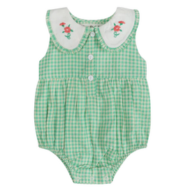 LARILI Green Gingham Emb. Mia Romper