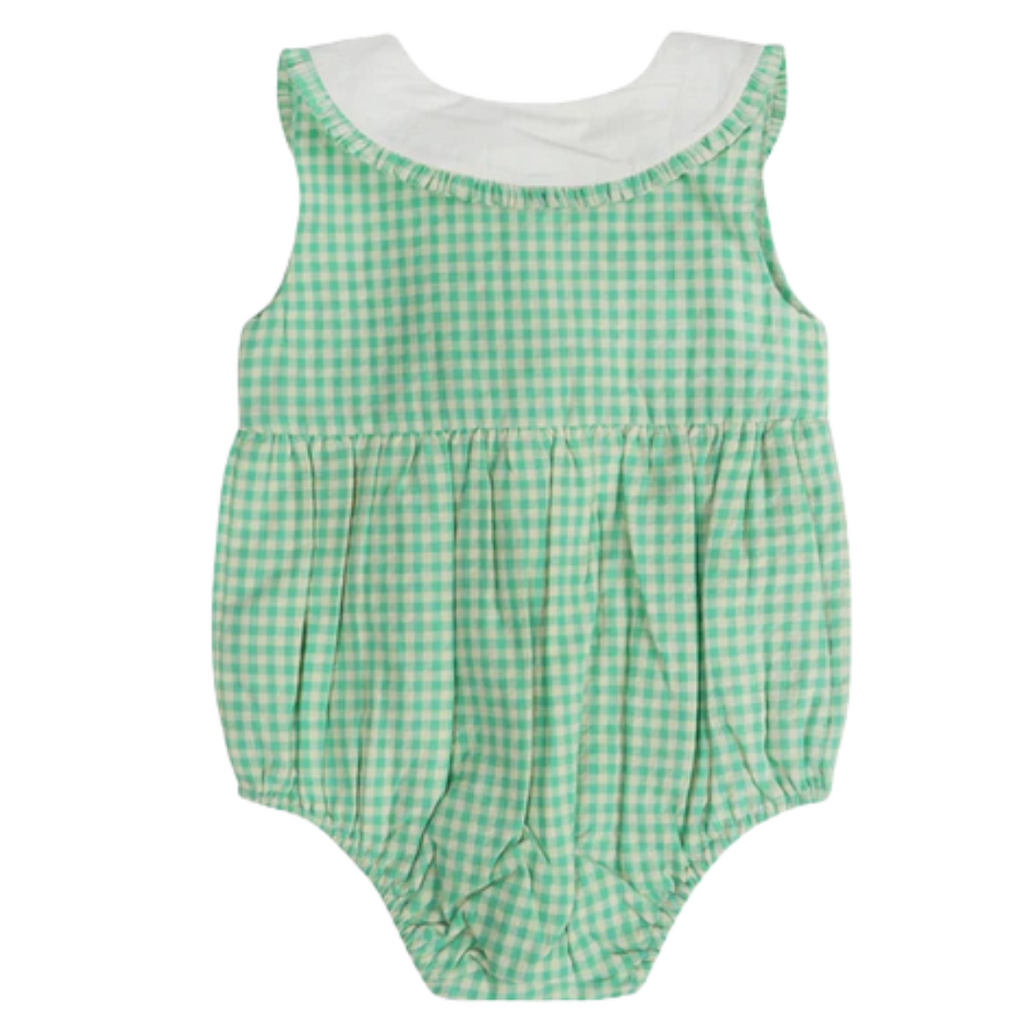 LARILI Green Gingham Emb. Mia Romper