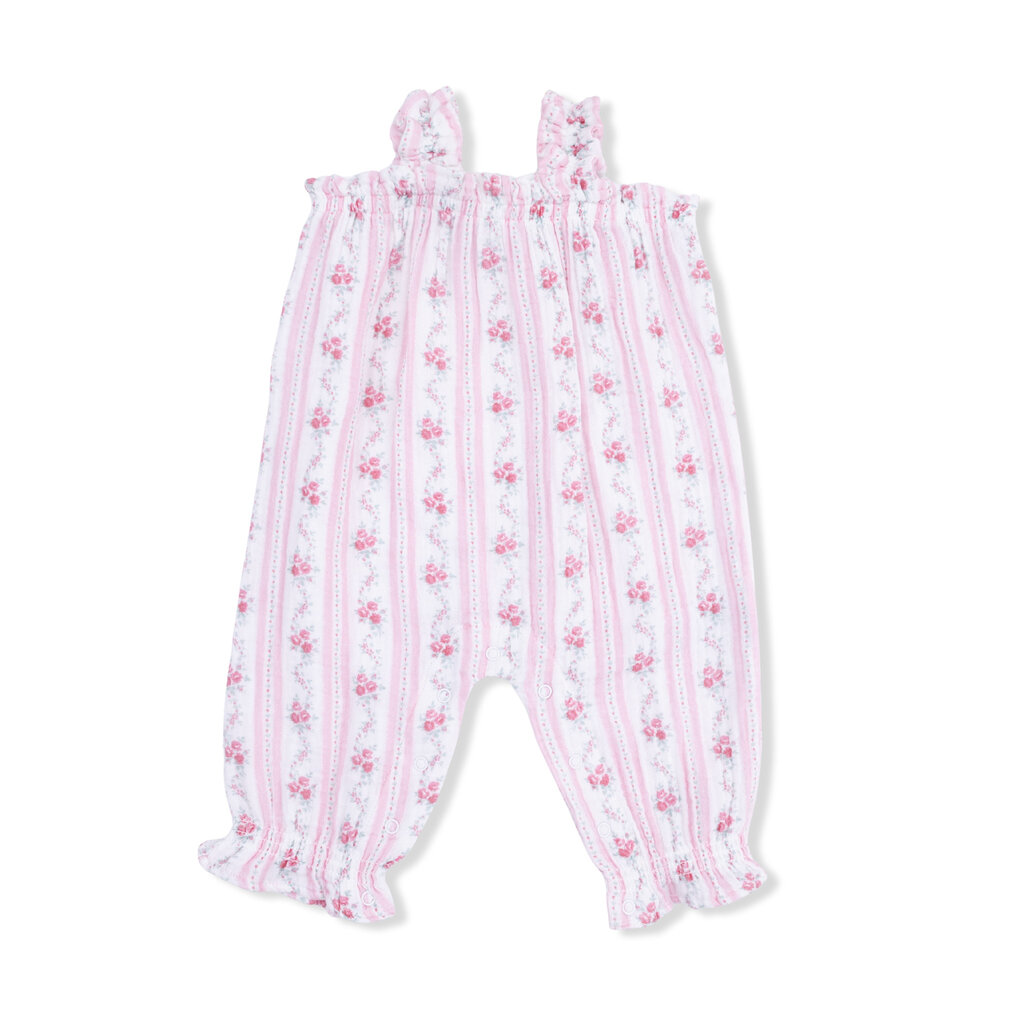 ANGEL DEAR Ruffly Strap Overall - Winding Roses Stripe