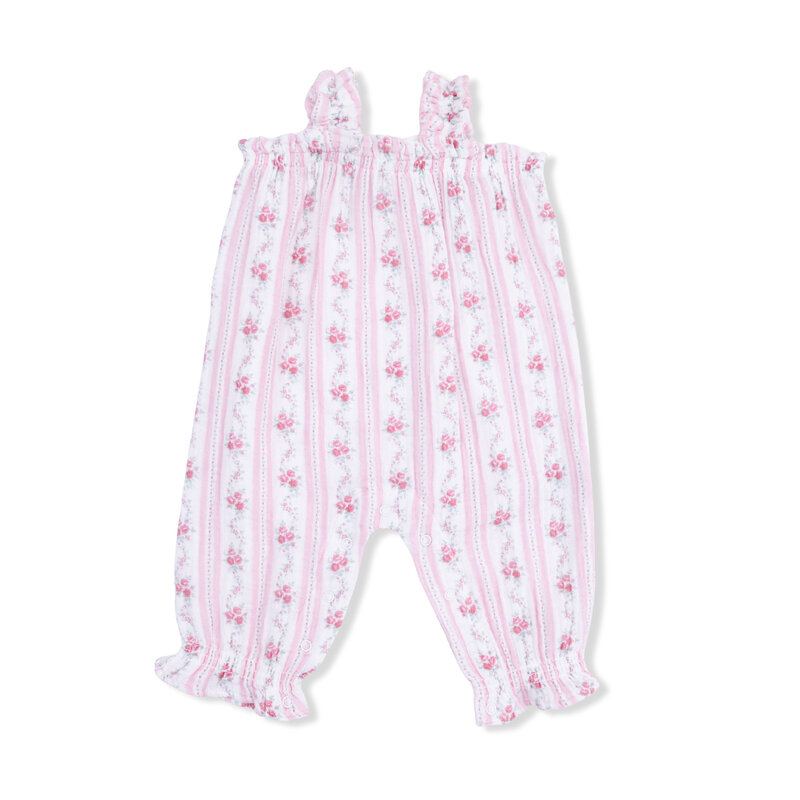 ANGEL DEAR Ruffly Strap Overall - Winding Roses Stripe