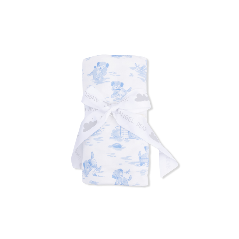 ANGEL DEAR Swaddle Blanket - Puppy Toile Blue