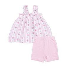 ANGEL DEAR Ruffly Strap Top & Bike Short - Winding Roses Stripe