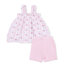 ANGEL DEAR Ruffly Strap Top & Bike Short - Winding Roses Stripe