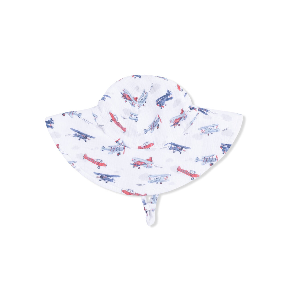ANGEL DEAR Wide Brim Sun Hat - Vintage Planes