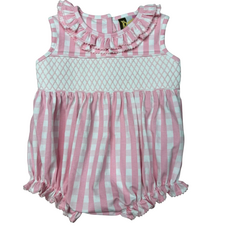 BANANA SPLIT Pink Gingham Geo Bubble w/Pearls