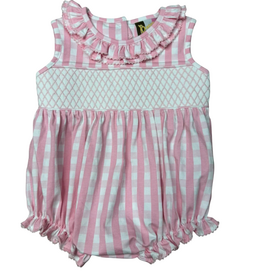 BANANA SPLIT Pink Gingham Geo Bubble w/Pearls