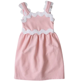 BANANA SPLIT Reese Ric Rac Dress-Peach Stripe