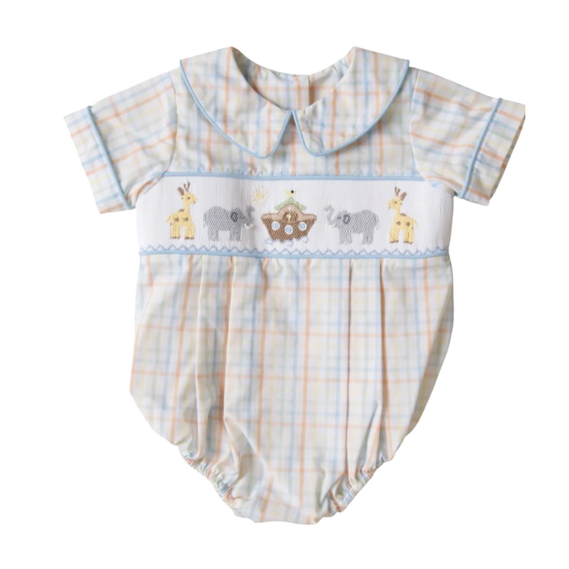 BANANA SPLIT Noah's Ark Smocked Boys Bubble