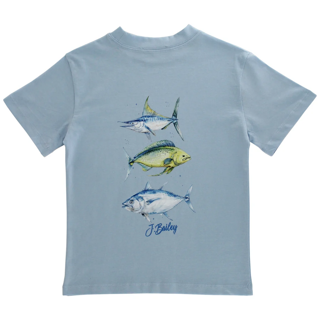 J.BAILEY LOGO TEE-FISH TRIO ON BAYBERRY