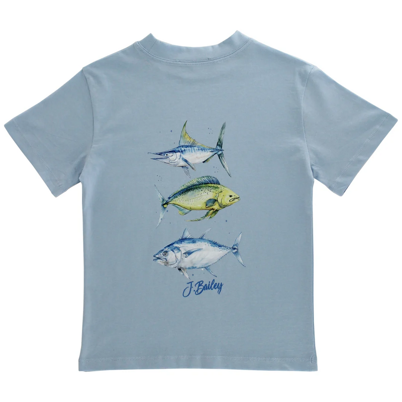 J.BAILEY LOGO TEE-FISH TRIO ON BAYBERRY