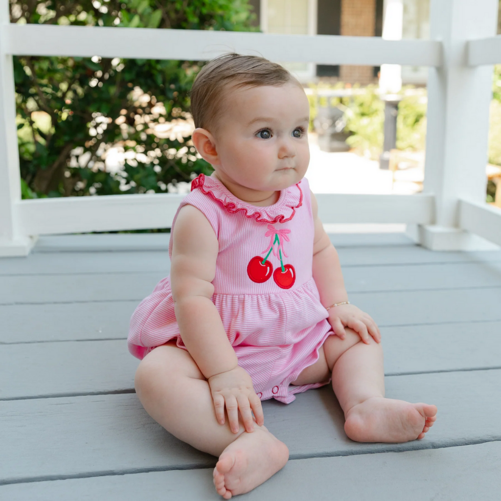BAILEY BOYS CHERRY JUBILEE-KNIT ROMPER SHORT