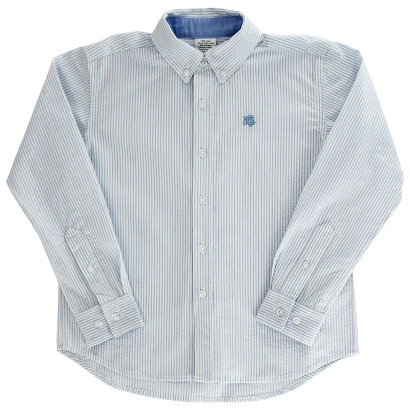J.BAILEY ROSCOE BUTTON DOWN SHIRT-BLUE STRIPE SEERSUCKER